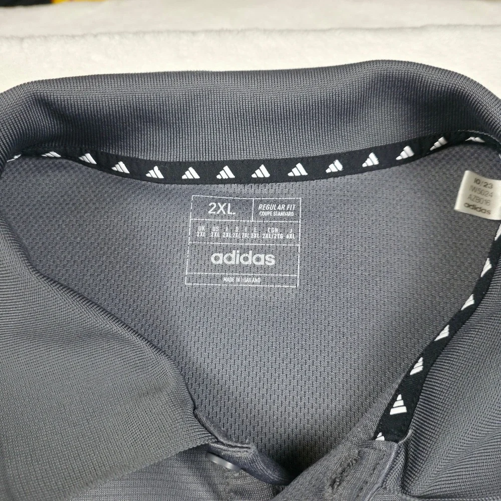 Adidas Polo Shirt Mens 2XL Gray Excellent Aeroready Textured‎ Golf IW5024